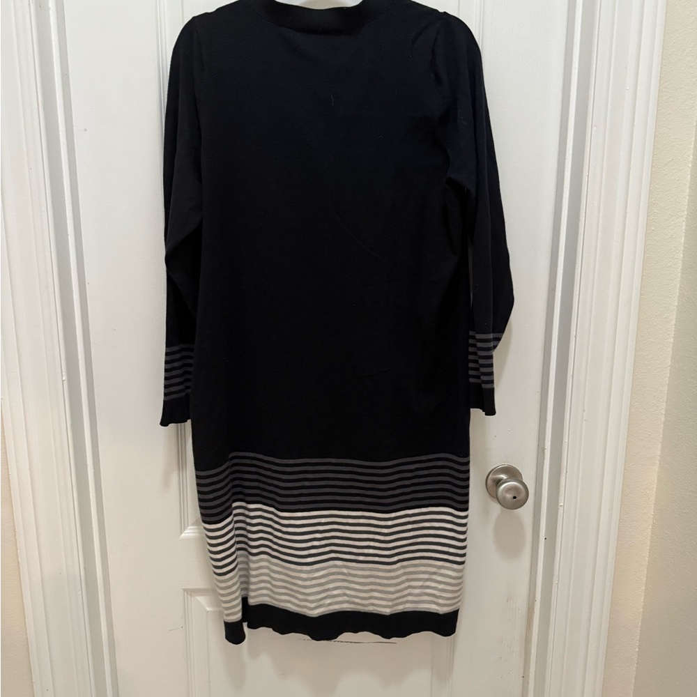 Lane Bryant Black Gray And Ivory  Striped Cardigan / Duster Sweater - Picture 3 of 3